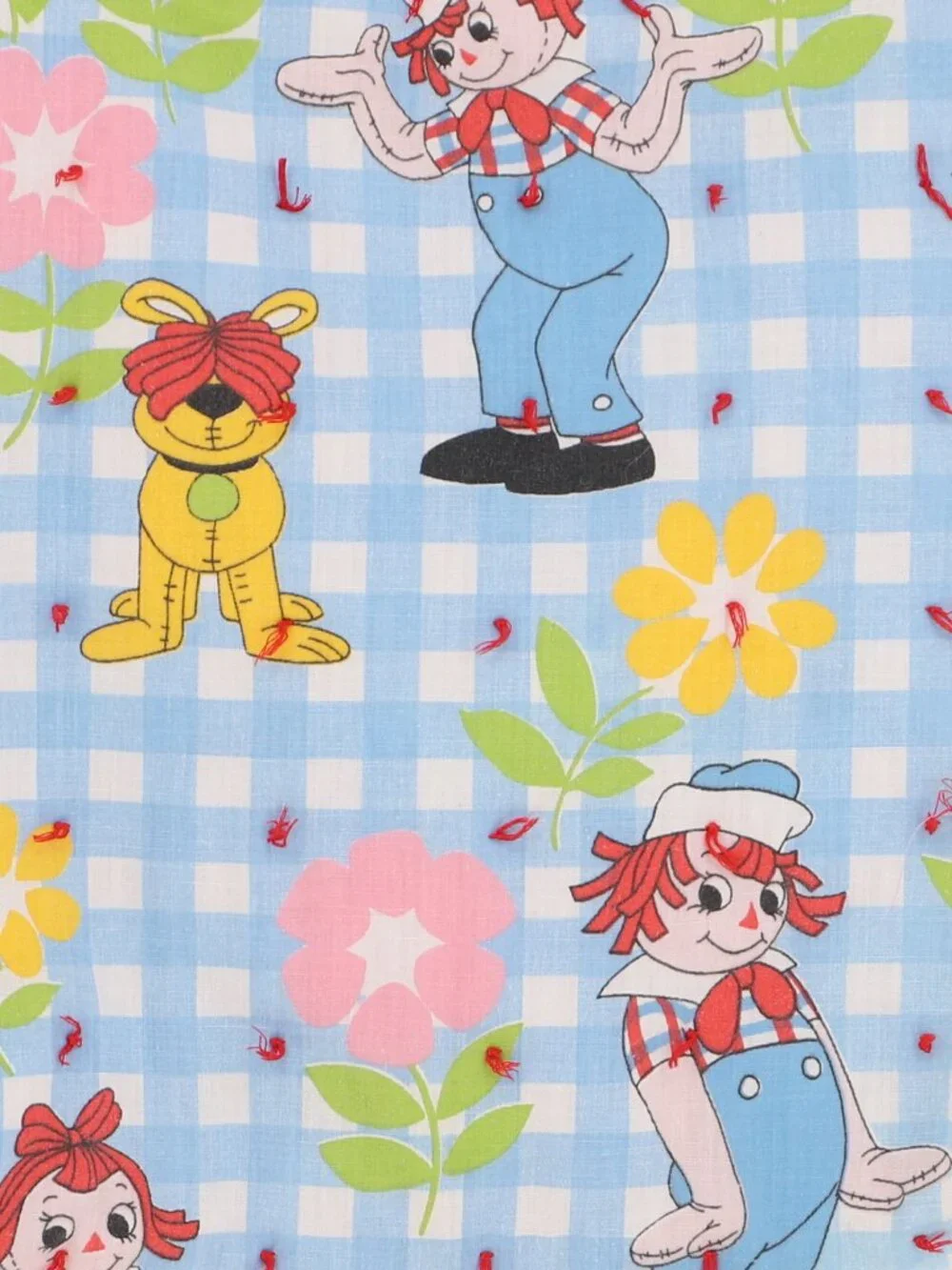 Raggedy Ann and Andy Vintage 1978 Pattern Quilted Tote Bag Handmade Upcycled